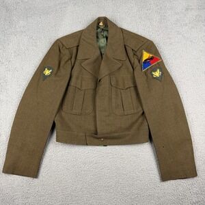 VTG Army Jacket Mens 36R Wool Military IKE Field Coat 50s Armored Patch